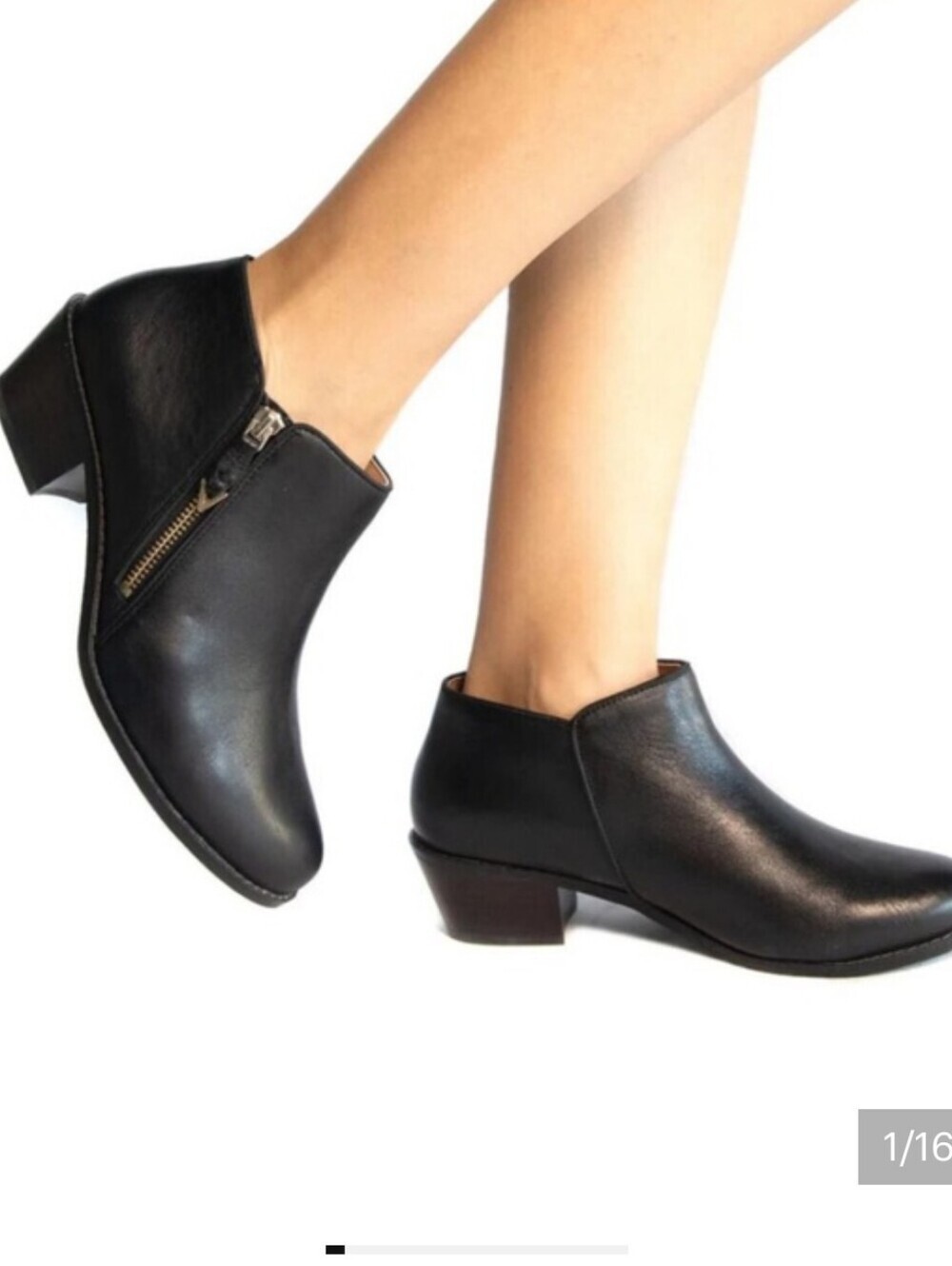 Vionic Jolene Black Leather Ankle Zipper Booties Size 10